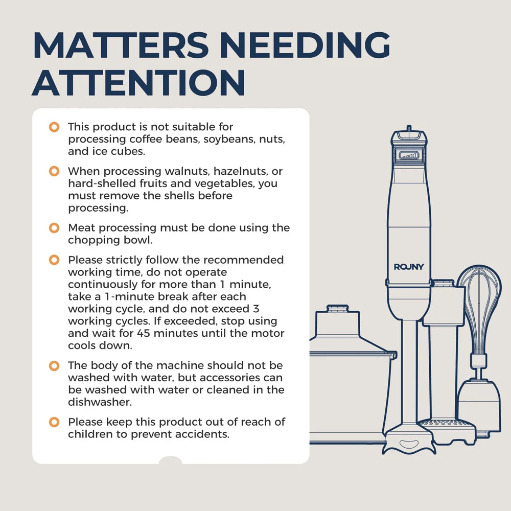 6-in-1 Electric Hand Held Stick Blender Multi-Purpose Immersion Hand Blender,Stainless Steel Blades,Home & Kitchen,MAX 1500W.