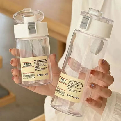 Portable Transparent Kawaii Water Bottle Sports Water Cup Plastic Handy Cup Outdoor Travel Office Essential Water Bottle ]Cup.