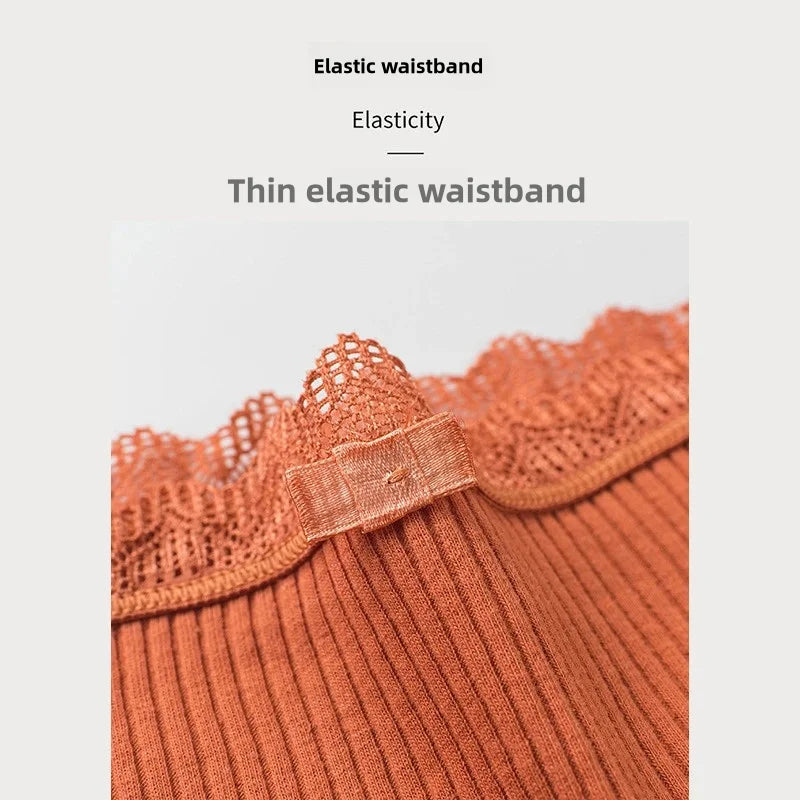 4 Pcs Lace Wavy Trim Bikini Panties, Comfy & Breathable Elastic Intimates Panties, Women's Lingerie & Underwear.