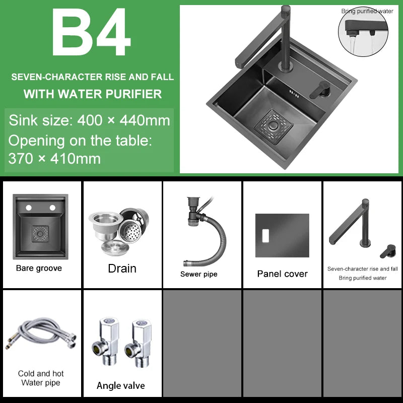Versteckte Küchen spüle Bar Spüle Kit Klapp hahn Abflussrohr, Drop-In Unterbau Spüle, kleine Edelstahls püle für Workstation RV