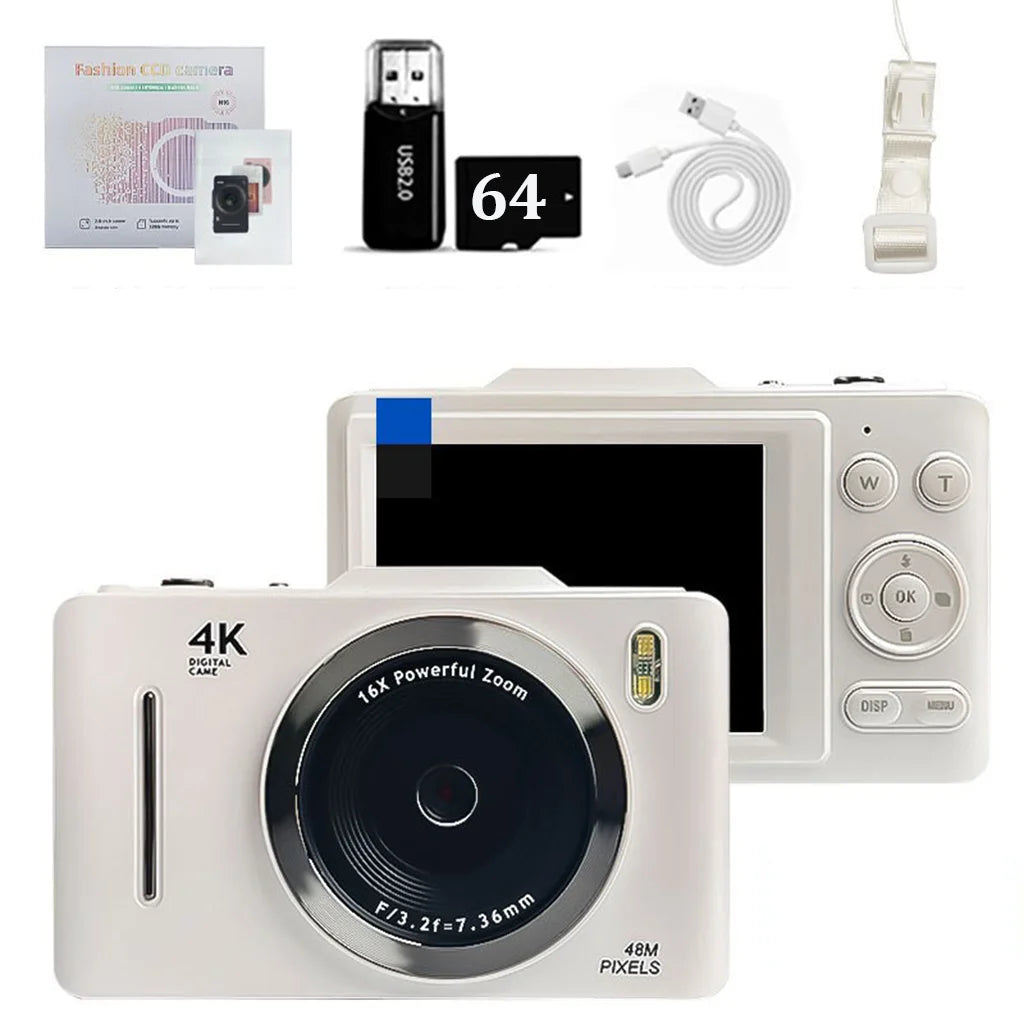 2.8 inch CCD HD 4K digital camera for Kids & students, portable and compact, perfect for family use.