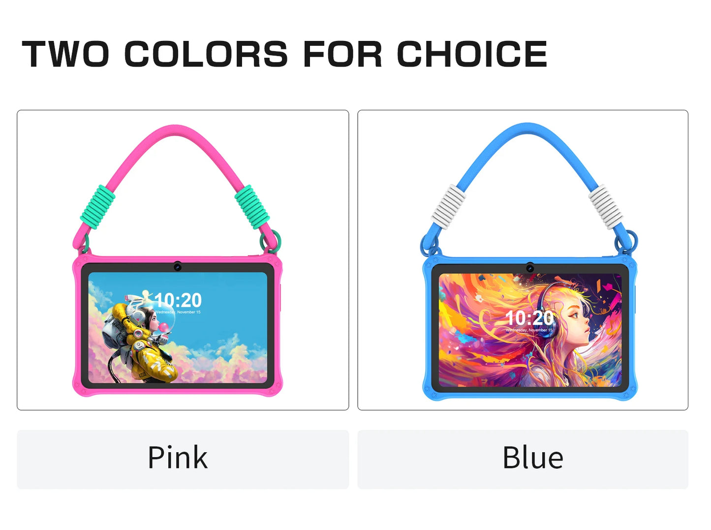 PRITOM Kids Tablet 7 inch Android 13 4GB (2+2 expandable) RAM 32GB ROM WiFi Bluetooth Learning Software Installed with Lanyard.