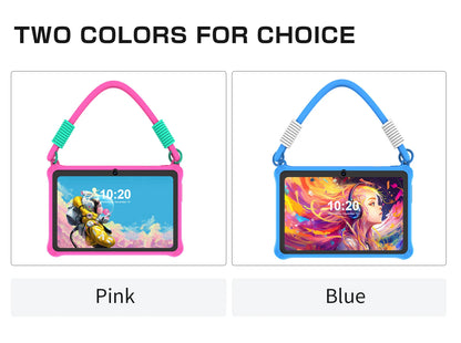 PRITOM Kids Tablet 7 inch Android 13 4GB (2+2 expandable) RAM 32GB ROM WiFi Bluetooth Learning Software Installed with Lanyard.