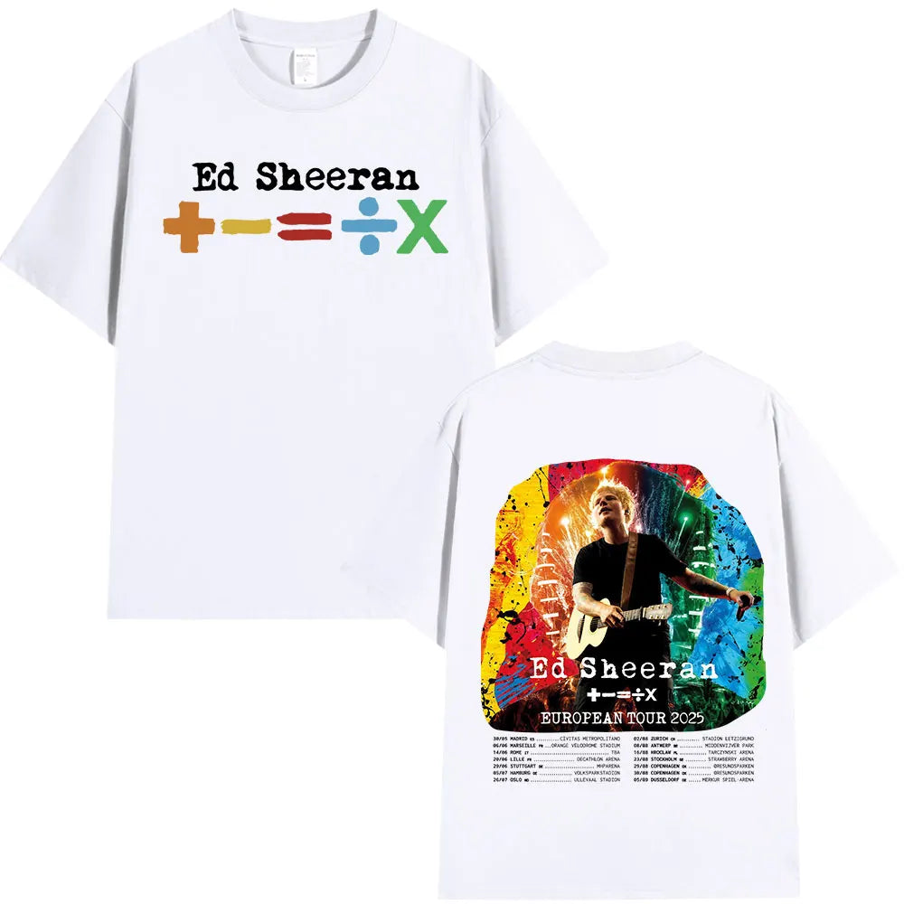 Ed Sheeran European Tour 2025 T Shirts Men Women Clothing Summer Cotton Casual Short Sleeve T-shirt Fashion Oversized Tee Shirt.