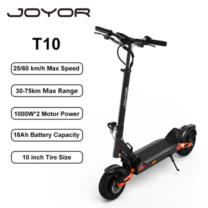JOYOR T10 Foldable Adult Electric Scooter E-Scooter 25/60 km/h Electric Kick Scooter 2000W Skateboards 60V 18Ah Kickboard.