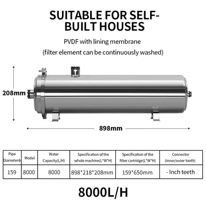 DIVEDEER PVC Filter Cartridge Water Purifier PVDF Ultra Filtration Water Purifier with Cleaning Tube Kitchen Drinking Water