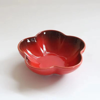 5 Inch Creative Flower Ceramic Bowl Small Deep Dish Solid Color Ceramic Bowl Small Dish Dip Dish Home Kitchen Supplies Gift
