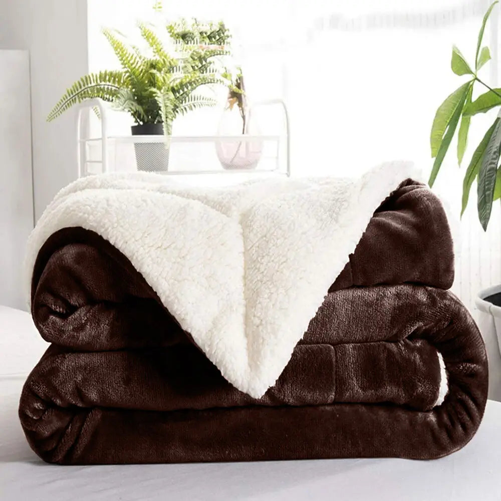 Sherpa Fleece Blanket Reversible Soft Fluffy Warm Large Sofa Bed Throw Blankets.