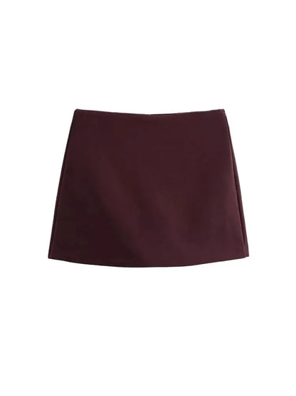 High Waist Solid Skort for Women Fashion Side Zipper Female Shorts Skirts Mujer.