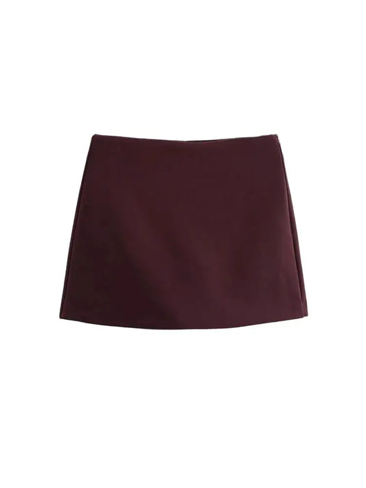 High Waist Solid Skort for Women Fashion Side Zipper Female Shorts Skirts Mujer.