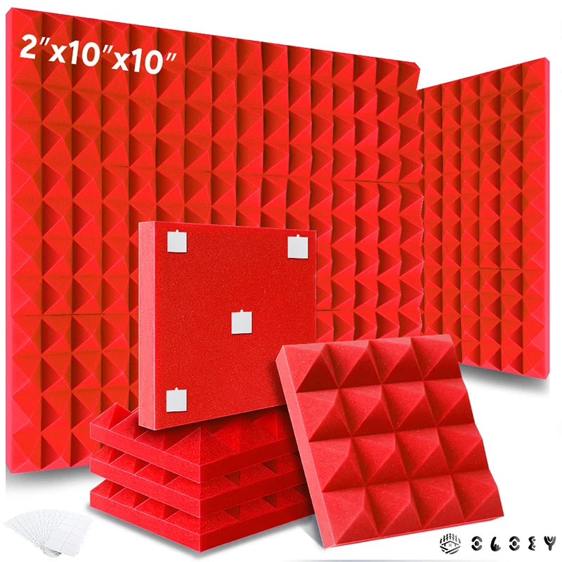 Studio Acoustic Soundproof Foam Panels 6/12/24 Pcs, Pyramid Sound Insulation Treatment Acoustic Sponge，Acoustic Foam Panels