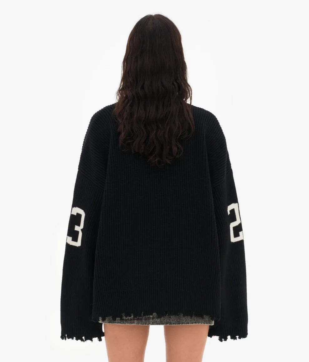 Trendy Lose Brief Jacquard Gestrickte Pullover frauen 2025, Herbst Neue Highstreet Grau Schwarz Weichen Pullover Hottie Vielseitige Stücke.