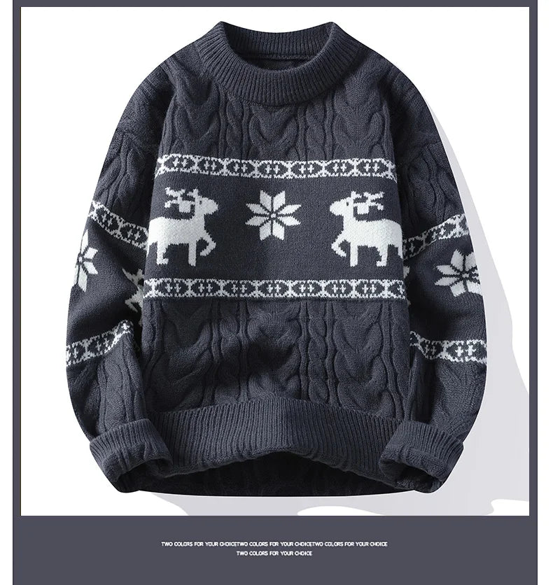 2024 Winter sweater new High End Luxury Cashmere Sweater Men Thick Warm Mens Sweaters With Deer Korean Harajuku Christmas Jumper.