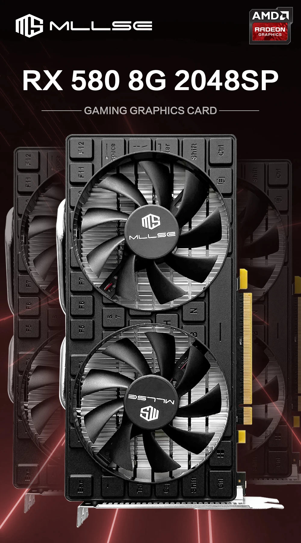 MLLSE AMD RX 580 8GB 2048SP GDDR5 256Bit Gaming Graphics Card 6Pin PCI Express 3.0 ×16 Game Radeon GPU rx580 8g.