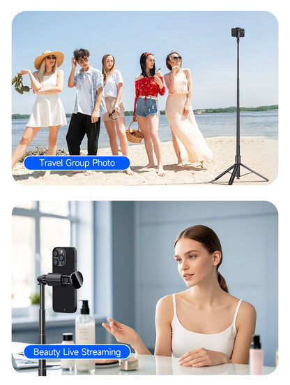 TT01 1770mm All-in-one Auto Pop Open Tripod Bluetooth Remote Tripod Bounce Selfie Stick Phone Holder for Vlog/Video