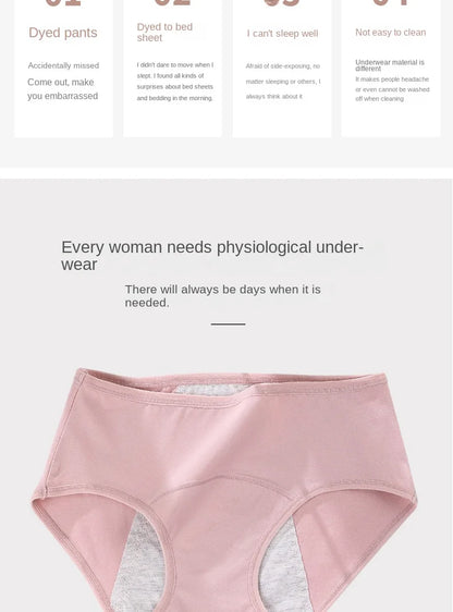 3PCS/set Women's menstrual briefs large flow postpartum water absorption leakproof briefs women's pure cotton menstrual briefs.