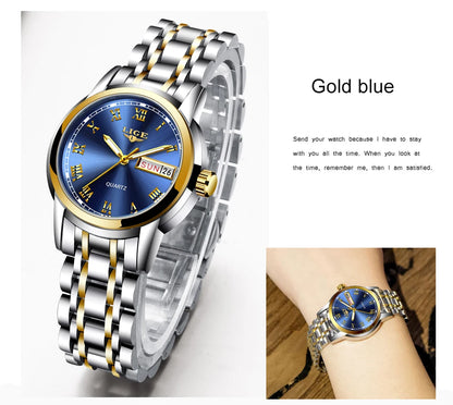 LIGE 2025 New Gold Watch Women Watches Ladies Creative Steel Women's Bracelet Watches Female Waterproof Clock Relogio Feminino.