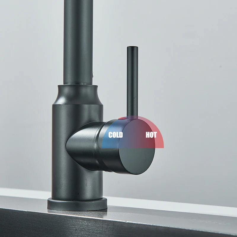 Spring Pull Down Kitchen Faucets Stream Spray Head Hot Cold Water Tap Stainless steel Rotation Kitchen Mixer Tap Crane