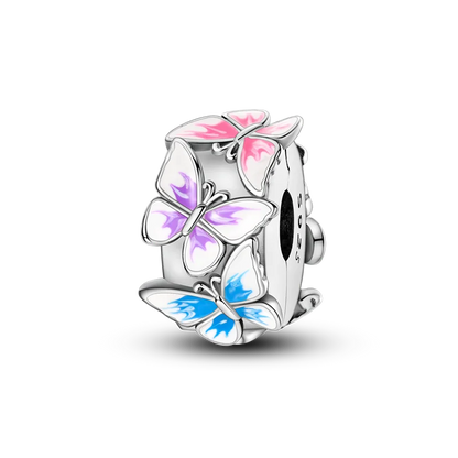 Silver Clasp 925 Sterling Silver CZ pave Clip Charms Daisy Beads Stopper Safety Chain fit Original Bangle Bracelet Jewelry Clip