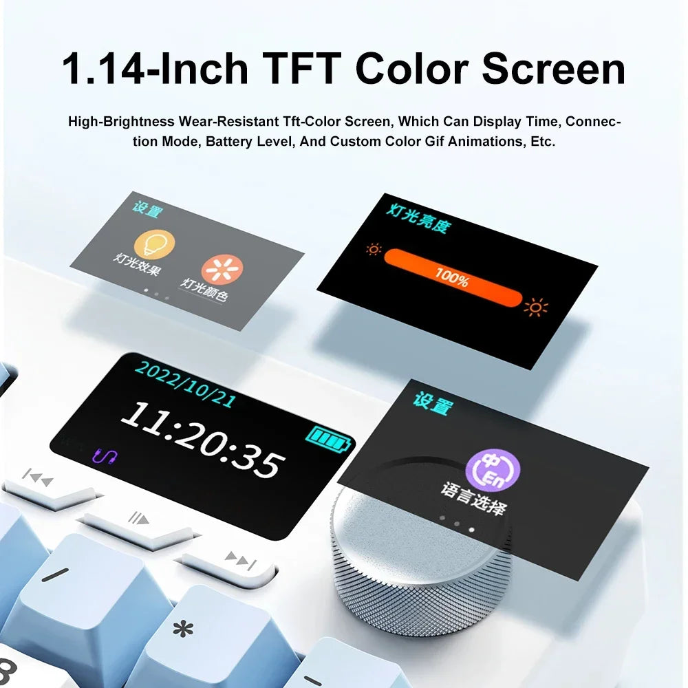 NEW Ajazz AK35I V3 MAX Tri-mode Wired Bluetooth Wireless Gaming Keyboard Gasket Full Key Hot Swap 104 Keys Customized Keyboard.