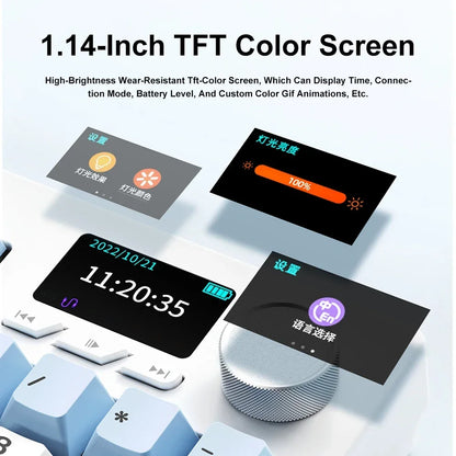 NEW Ajazz AK35I V3 MAX Tri-mode Wired Bluetooth Wireless Gaming Keyboard Gasket Full Key Hot Swap 104 Keys Customized Keyboard.