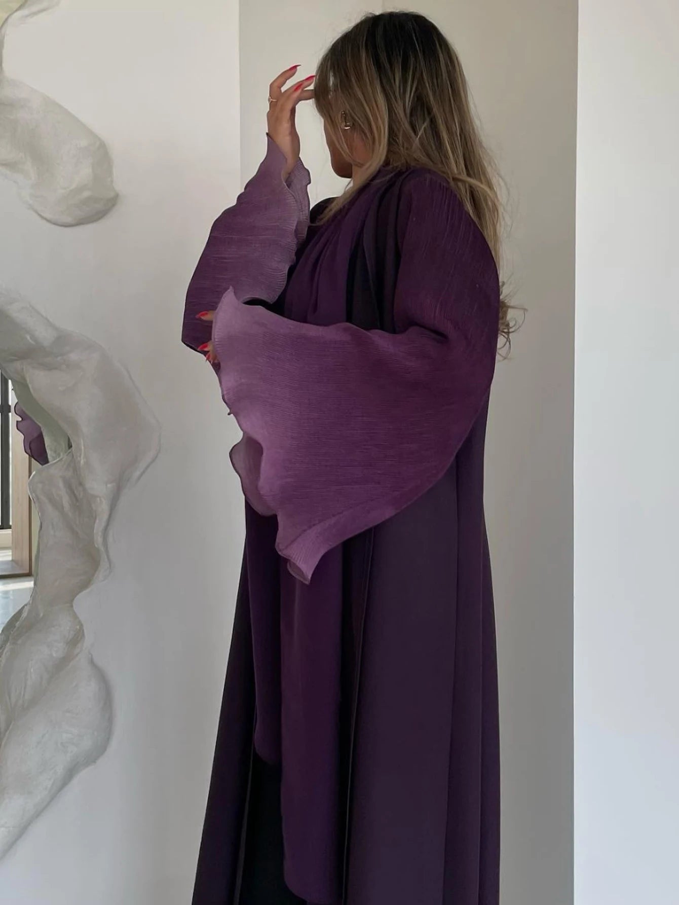 Open Front Abaya Muslim Flare Sleeve Casual Arabian Abayas Middle-East Elegant Turkey Kaftans Women Jilbabs Islamic Maxi Dresses.