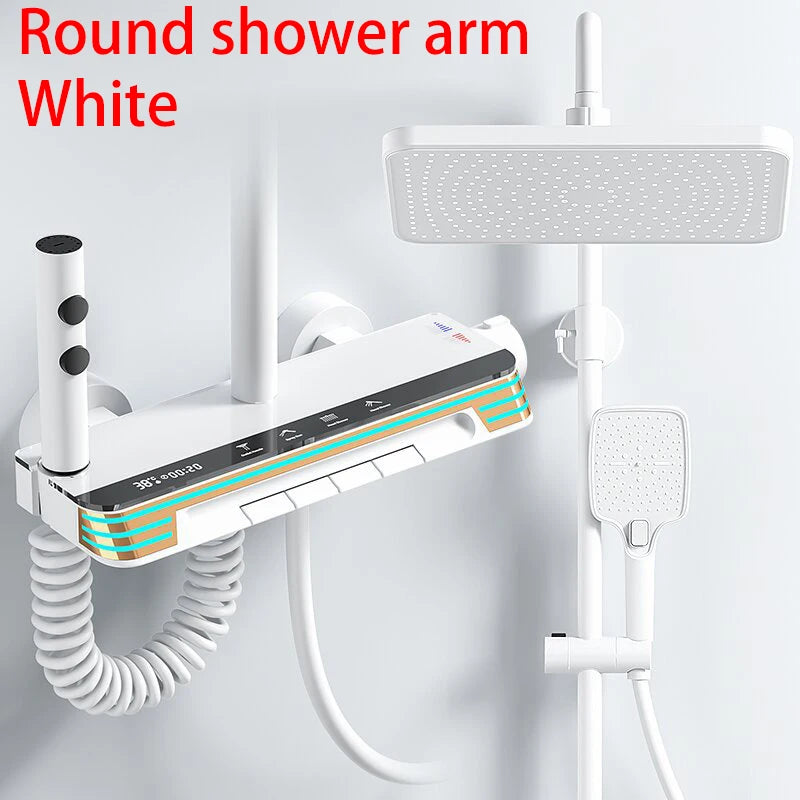 Bluetooth Music Digital Bathroom Shower System Ambient Lighting thermostatic Digital Bathroom Shower Set Faucets Accessories