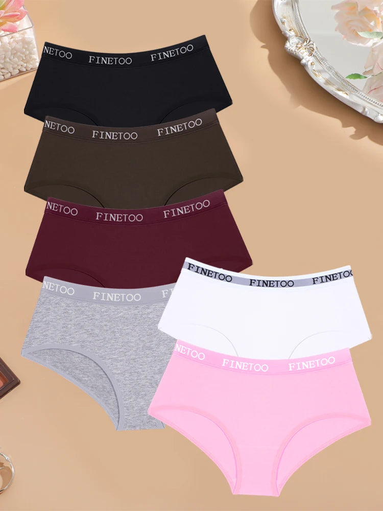 6Pcs Cotton Letter Belt Underwear for Women Sexy Breathable Low Waist Briefs Female Solid Stretch Lingerie Casual Sports Panties