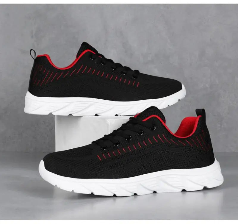 Men's Trendy Lace Up Knit Sneakers Casual Outdoor Athletic Running Walking Gym Shoes.