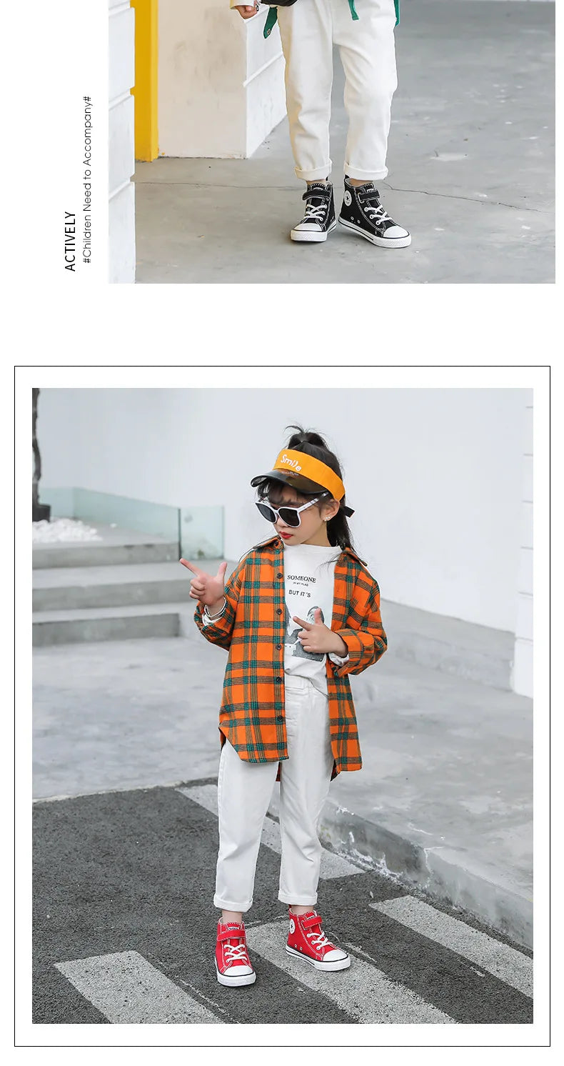 Children Canvas Shoes High-Top Boys and Girls Shoes White Board Shoes Small White Shoes New Kindergarten Baby Cloth Shoes.