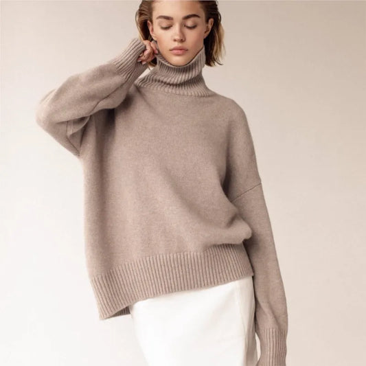 Herbst Und Winter Verdickte Rollkragenpullover frauen Lose Faul Gestrickte Pullover Silhouette Casual Pullover.