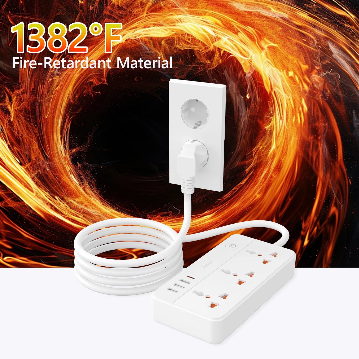 Power Multi Tap Universal Stecker EU Steckdose Steckdosenleiste mit 1,9 m Verlängerungskabel AC Typ C USB Port Charge PD 20 W Steckdose.