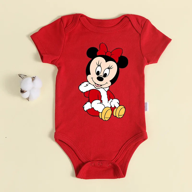 Weihnachten Neugeborene Baby Roten Strampler 100% Baumwolle Baby Mickey Print Infant Outfit Baby Mädchen Jungen Body Disney Kleidung Weihnachten Geschenk.