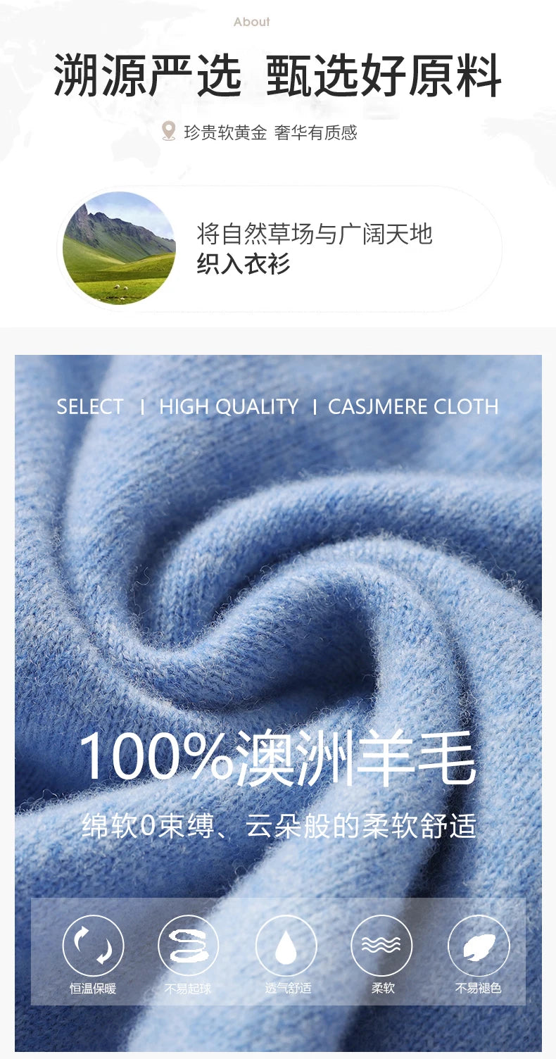 Men's Turtleneck 100% Pure Wool Sweater Men 2024 Autumn and Winter Large Size Loose Knitted Sweater Keep Warm Tops Men Jumper.