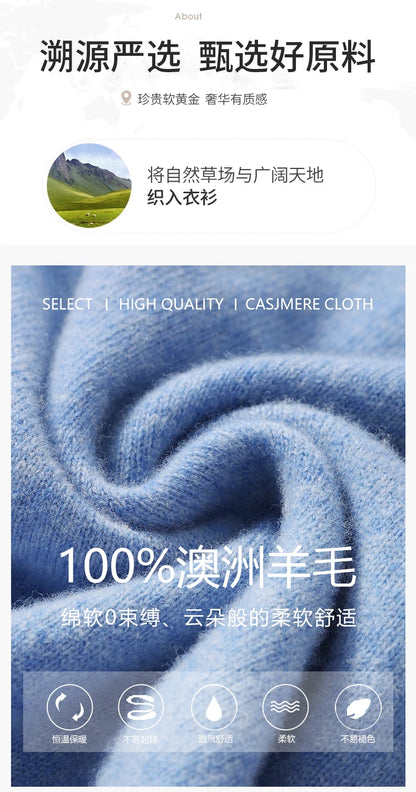 Men's Turtleneck 100% Pure Wool Sweater Men 2024 Autumn and Winter Large Size Loose Knitted Sweater Keep Warm Tops Men Jumper.