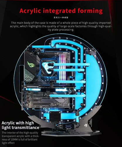 Barrowch STAR1 Series Circular Water Cooling Case, Limited Edition Gamer DIY House,PC Computer Open Chassis FBCES-PA.