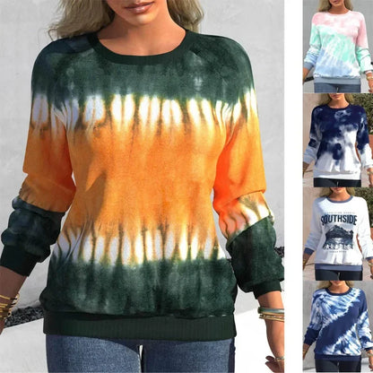 Pullovers Casual Sweatshirts For Women Tie Dyed Tops Autumn Fashion Streetwear y2k Clothes Ropa de Mujer Sudaderas.