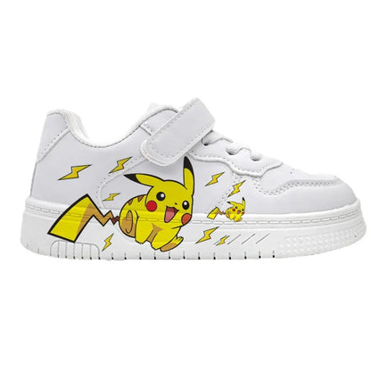 2025 Pikachu Cartoon Cute Unisex White Sneakers Spray Paint Kids Casual Shoes Cross Border Hot Sale.