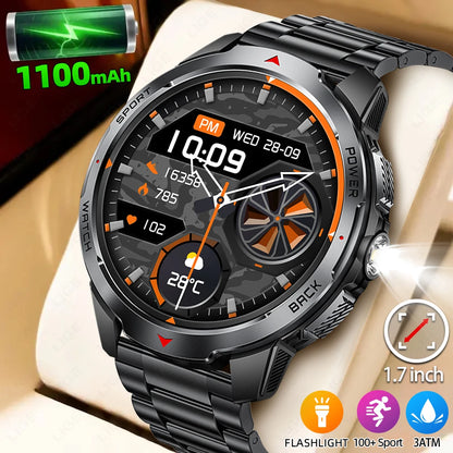 LIGE New 1100mAh Battery Smart Watches For Man Outdoor Sport LED Flashlight Compass Men’s Smartwatch Bluetooth Call Men Watches.