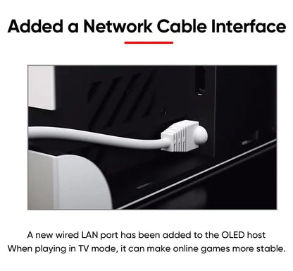 Nintendo Switch OLED Game Console with white or neon (64GB) 7 inch OLED screen enhanced Audio LAN port with cable.