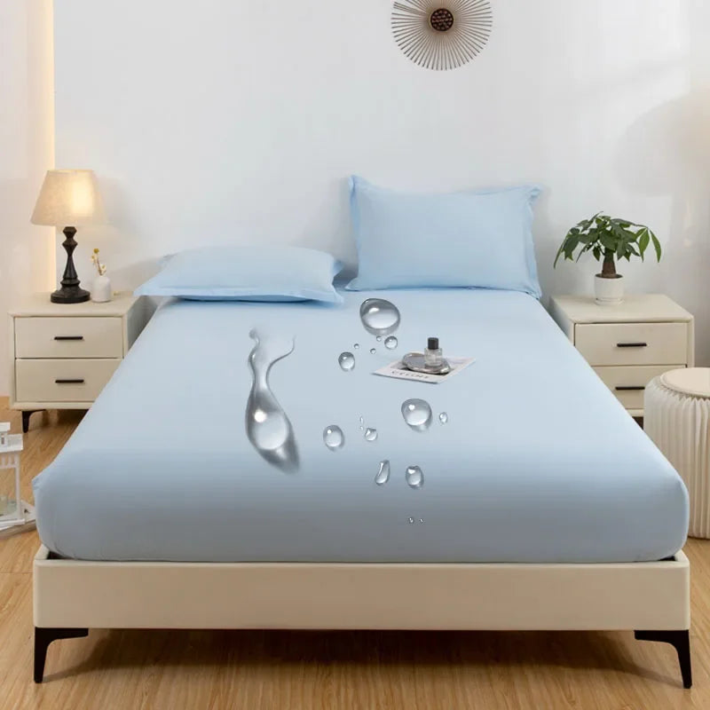 1PC waterproof soft skin frosting solid color bed cap dust cover Mattress cover sheet (pillow case and pillow core not included).