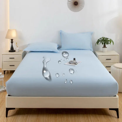 1PC waterproof soft skin frosting solid color bed cap dust cover Mattress cover sheet (pillow case and pillow core not included).