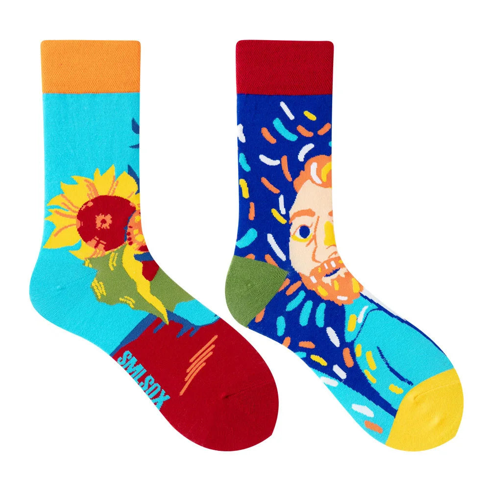 1 Pair Man Women Sock Original AB Tide Socks Colorful Cat Dog Koala Cow Cotton Socks Four Seasons Unisex Medium tube Socks Gift