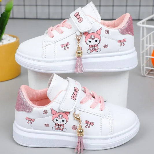 2025 Children's Little White Shoes Girls' Student Flat Bottom Casual Sports Shoes Low Top Spring Korean Plate Shoes.