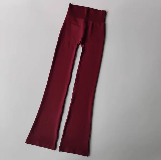 High Waisted Compression Without Awkward Lines Micro Flared Yoga Outdoor Wear Seamless Elastic Fitness Pants Lifting Leggings.