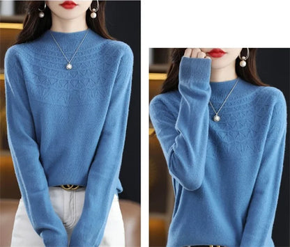 Neuer Kaschmirpullover für Damen, Herbst und Winter, 100 % reine Wolle, Hemden, Strickpullover, ausgehöhlte Strickwaren, weiche Pullover.