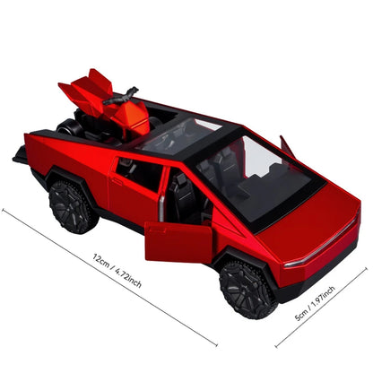 1:36 Cybertruck Toys Off Road Vehicle Die Cast Model Car Beach Motorcycle Hobby Collectible Birthday Gift For Boy.