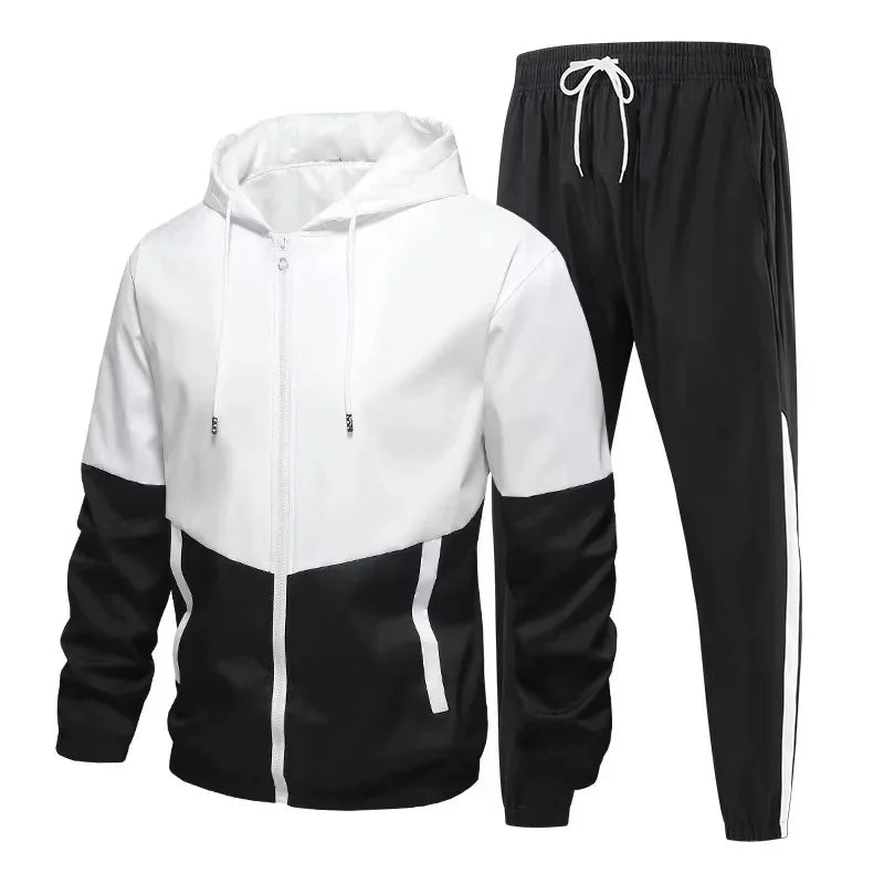 New Men's Sportswear Set Casual Loose Fit Sweatpants with Drawstring Two-Piece Korean Style Autumn Collection