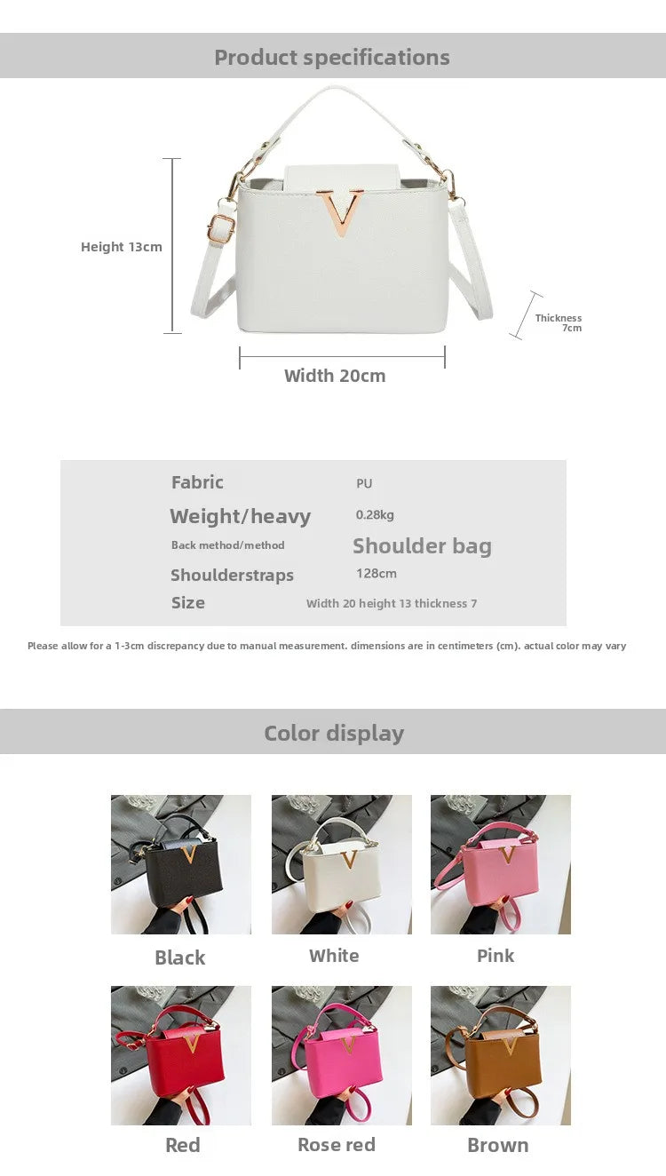 Luxury Women's Tote Bag, Chic V Shaped Stylish Pu Leather Bucket Bag, Top Cover Handbag Women Shoulder Crossbody Bag for Woman.