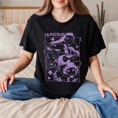 HUNTRIX K-pop Demon Hunter Anime T-shirt Harajuku O-neck Casual Shirt Fans Gift.